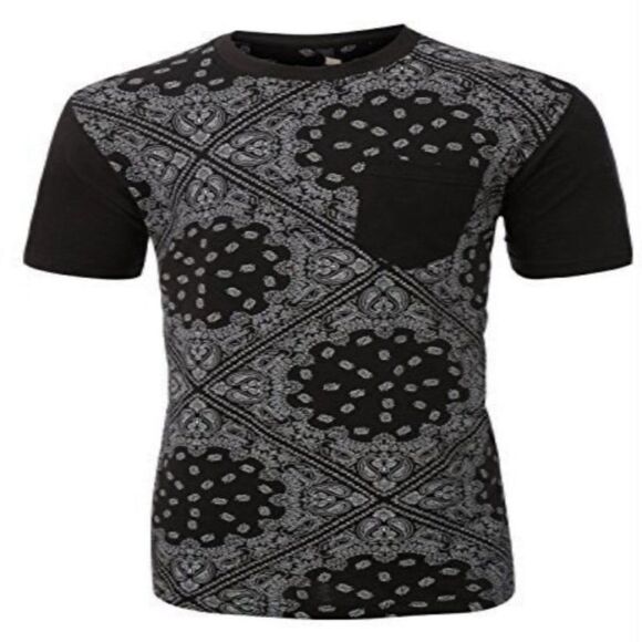 Mens Bandanna Pattern Short Sleeve Tee - Picture 1 of 1